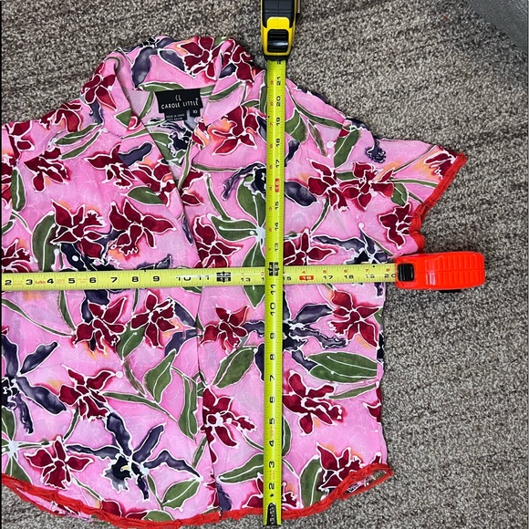Carole Little vintage pink floral tropical lightweight blouse fits 4/6, XS - Picture 12 of 12